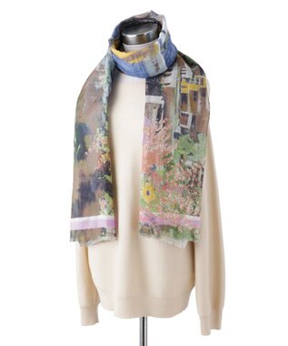 MOONBAT Hanato(ハナト) コットンシルクビッグストール／70×175cm スカイブルー