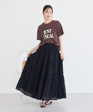 earth music&ecology シャーリングロゴTシャツ Brown