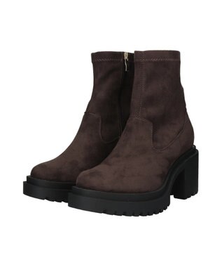 Bridget Birkin 【Round About】厚底ラギットソールストレッチブーツ ダークブラウンスウェード