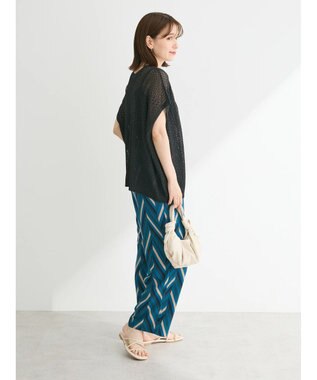 Green Parks 透かし柄ポンチョニットカーディガン Black