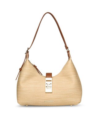 STEVE MADDEN BOVIE-S メタルアクセントラフィア調ショルダーバッグ ナチュラル