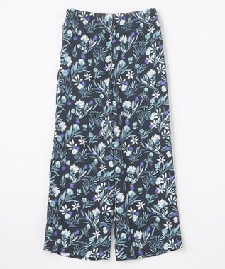 ANY L 【ウエストゴム/洗濯機可能】フラワープリントリラックスパンツ ブラックベース