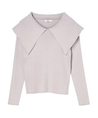 earth music&ecology ＢＩＧカラーニットプルオーバー Light Gray