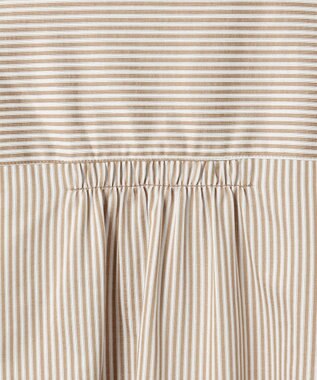 J.PRESS LADIES ストライプジャガード バンドカラー カットソー キャメルストライプ系