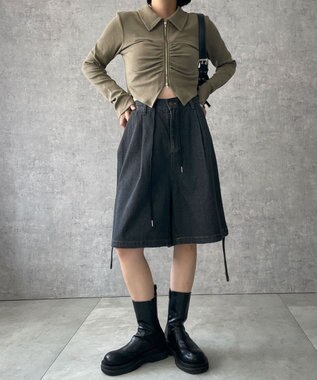 WEGO フロントギャザーＷジップロンＴ カーキ