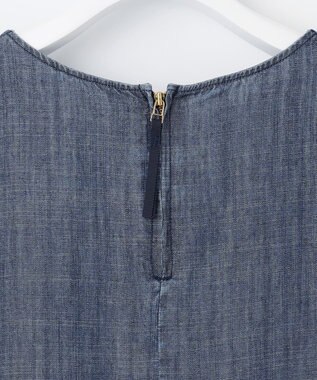 自由区 【洗える・XSサイズあり】テンセルリネンデニム  ブラウス ネイビー系