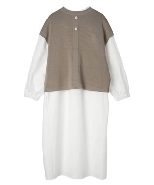 CRAFT STANDARD BOUTIQUE 【洗える】ニットベスト+シャツワンピースSET-B Gray Beige