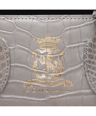 A.D.M.J. 【牛革】クロコ型押しサイドバックルトート25cm(ショルダーストラップ付) GG