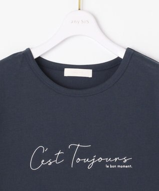 ANY SIS 【美人百花6月号掲載】フレンチスリーブロゴ Tシャツ ネイビー