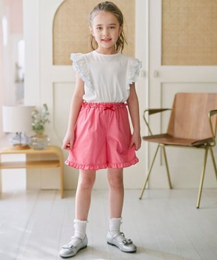 組曲 KIDS 【110-140㎝】 フルールフリルTシャツ オフホワイト