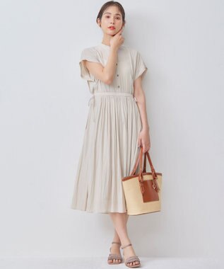 組曲 ギャザーライトデシン ワンピース サンドベージュ系