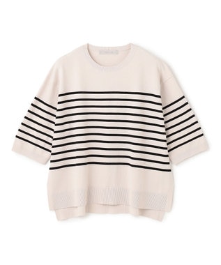 UNFILO L マイビューティニット ハーフスリーブ グレージュ×ブラック