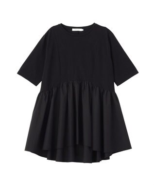 AMERICAN HOLIC 布帛切替ペプラム半袖プルオーバー Black
