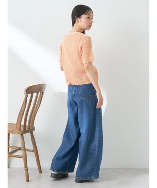 earth music&ecology バイカラーＶネックカーディガン Pink Beige