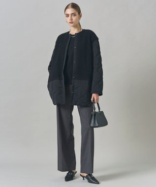 ICB L 【リバーシブル着用可能】 リバーシブルキルト ミドル丈コート ブラック系