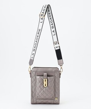 LA BAGAGERIE シープキルトWストラップスクエアショルダー ガンメタリック