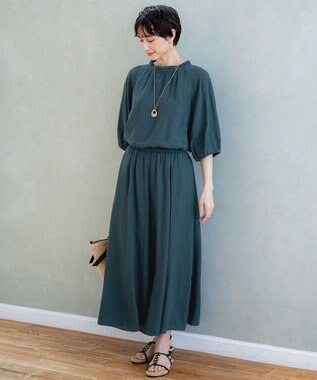 23区 S 【洗える】LIBECOリネン ボリュームスリーブ ブラウス ダークグリーン系