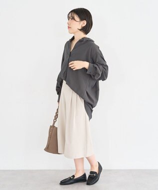 Green Parks レイヤード風ＢＩＧシャツ Charcoal Gray