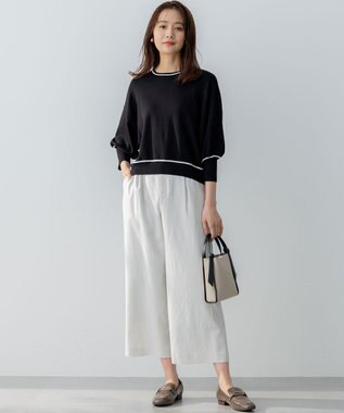 組曲 ドルマンスリーブ7分袖 ニットＴ ブラック系