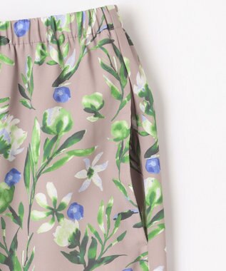 ANY L 【ウエストゴム/洗濯機可能】フラワープリントリラックスパンツ ベージュベース