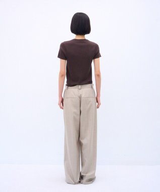 ATON WOOL SILK TWILL | タックレスワイドパンツ TOP BEIGE