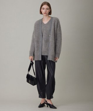 ICB 【洗える】 ライトフェイクレザー バレルパンツ ブラック系