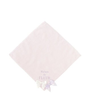 Maison de FLEUR バイカラーリボンタオルハンカチ Lavender