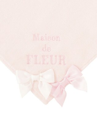 Maison de FLEUR バイカラーリボンタオルハンカチ Pink