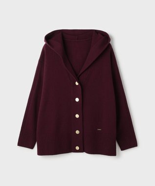 GRACE CONTINENTAL ウールフードニットカーディガン ボルドー