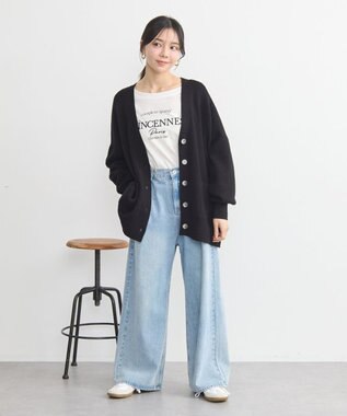 earth music&ecology やわらかタッチカーディガン Black