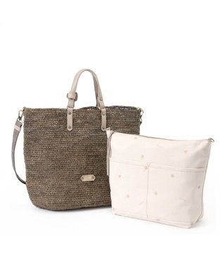 IBIZA ラフィア　2WAYバッグ（草木染め） グレー