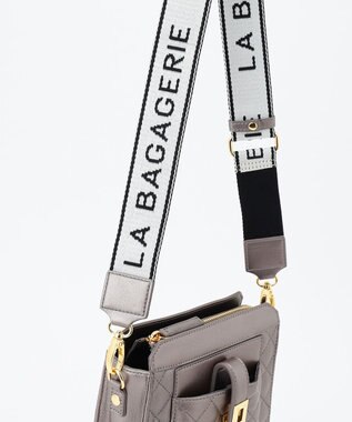 LA BAGAGERIE シープキルトWストラップスクエアショルダー ガンメタリック