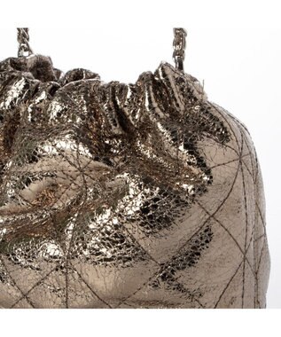 UNBILLION カシュカシュ cachecache / 口元ギャザーメタリックキルトミニショルダー ダークシルバー