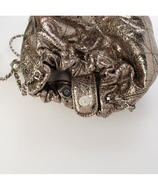 UNBILLION カシュカシュ cachecache / 口元ギャザーメタリックキルトミニショルダー ダークシルバー