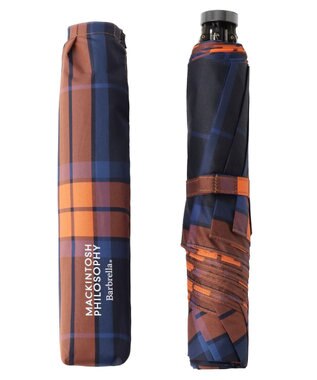 MOONBAT 【Begin12月号掲載/大きめ】マッキントッシュ フィロソフィー 折りたたみ傘 Barbrella 超軽量 約140g チェック 60cm UV オレンジ