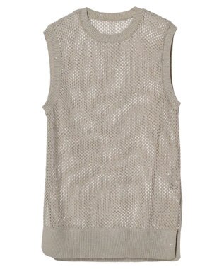 Green Parks スパンコールニットベスト Gray Beige