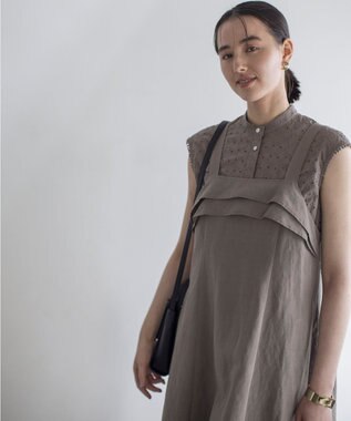 組曲 L エンブロイダリーレースノースリーブ ブラウス モカグレー系9