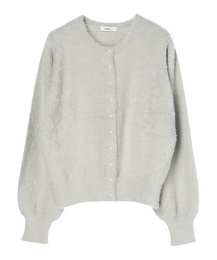 earth music&ecology ミニシャギーパールボタンカーディガン Light Gray
