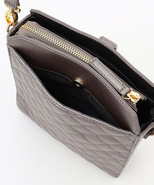 LA BAGAGERIE シープキルトWストラップスクエアショルダー ガンメタリック