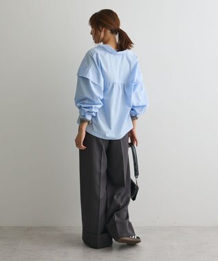 CRAFT STANDARD BOUTIQUE パネルデザインワイドシャツ Sax