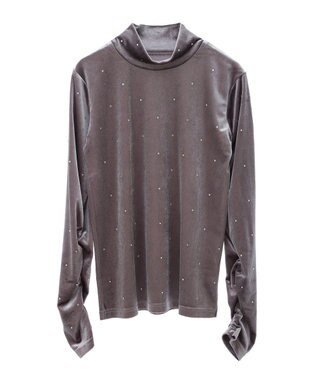 Green Parks ラインストーンハイネックトップス Gray