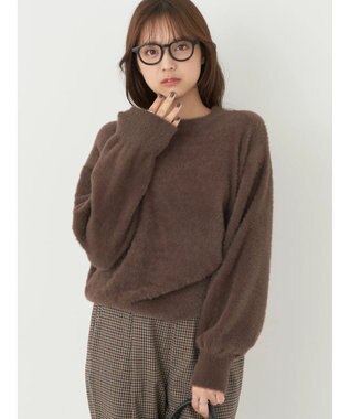 earth music&ecology ミニシャギープルオーバー Brown