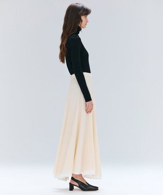 BEIGE， PINE / ウールレイヤードフレアスカート Ecru