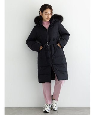 Te chichi 【宮本茉由着用】フードロングダウンコート ブラック