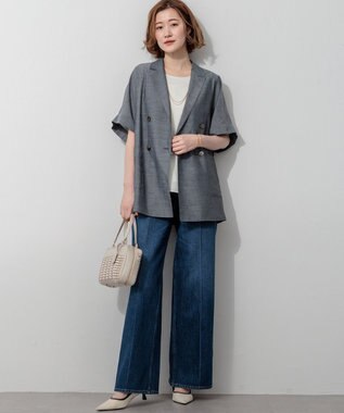 23区 【先行予約】ウォッシャブルボイル ハーフスリーブ ダブル ジャケット グレー系