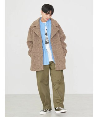 AMERICAN HOLIC ツイードライクコクーンミディコート Brown