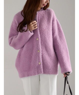Te chichi ダブルフェイスフェザーカーディガン パープル