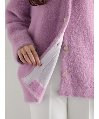 Te chichi ダブルフェイスフェザーカーディガン パープル