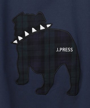 J.PRESS MEN 【UNISEX】ファブリックワッペンブルドックTシャツ ダルブルー系