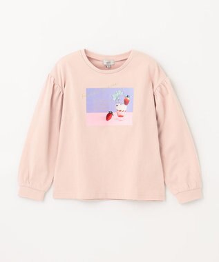 ANY KIDS フォトプリント 長袖 Ｔシャツ ピンク×ジュース